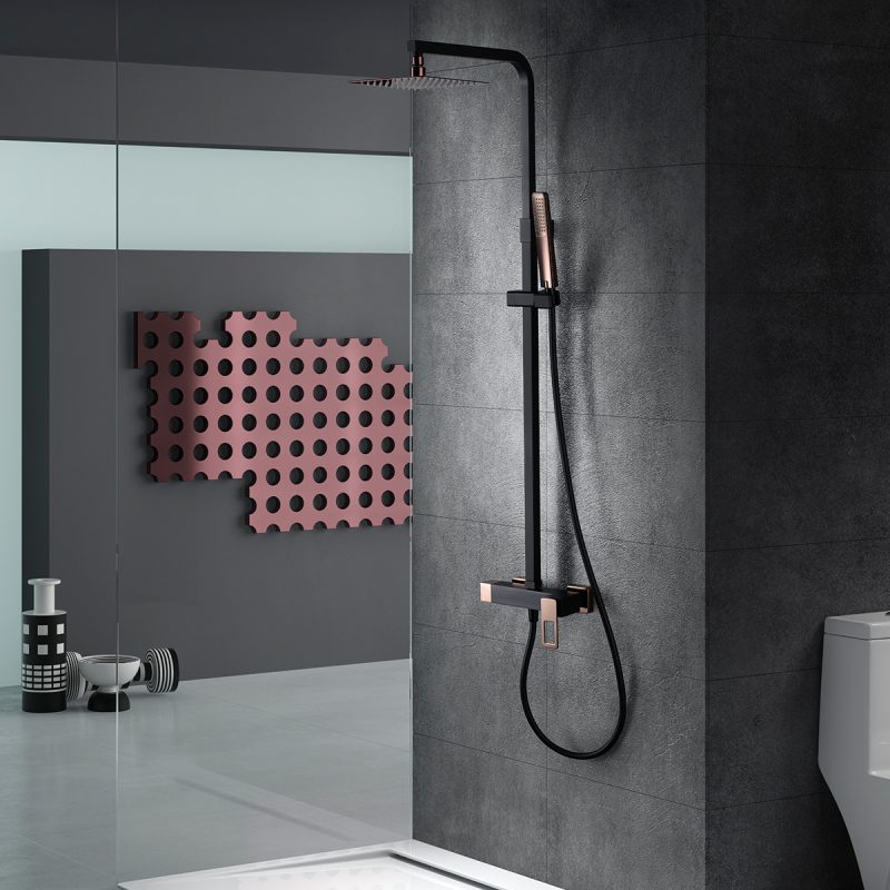 Barre de douche chromée à levier unique série Suède